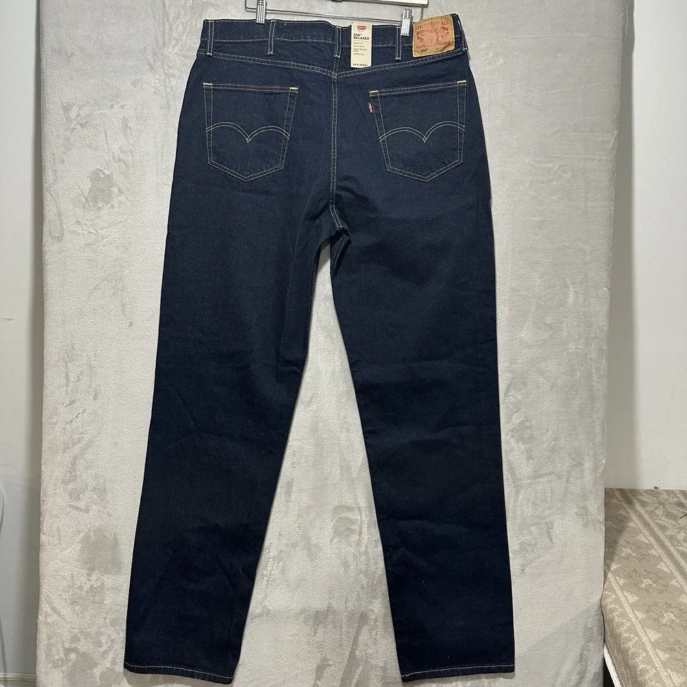 Levi's 505 Mens Jeans 40x38 B&T‎ Dark Blue Relaxed Fit Stretch Tapered Leg Denim